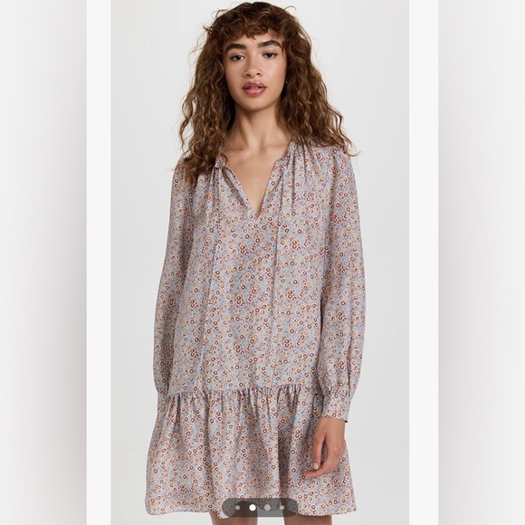 Rebecca Taylor Violet Fleur Silk Mini Dress Blue Combo size Med - Picture 1 of 16